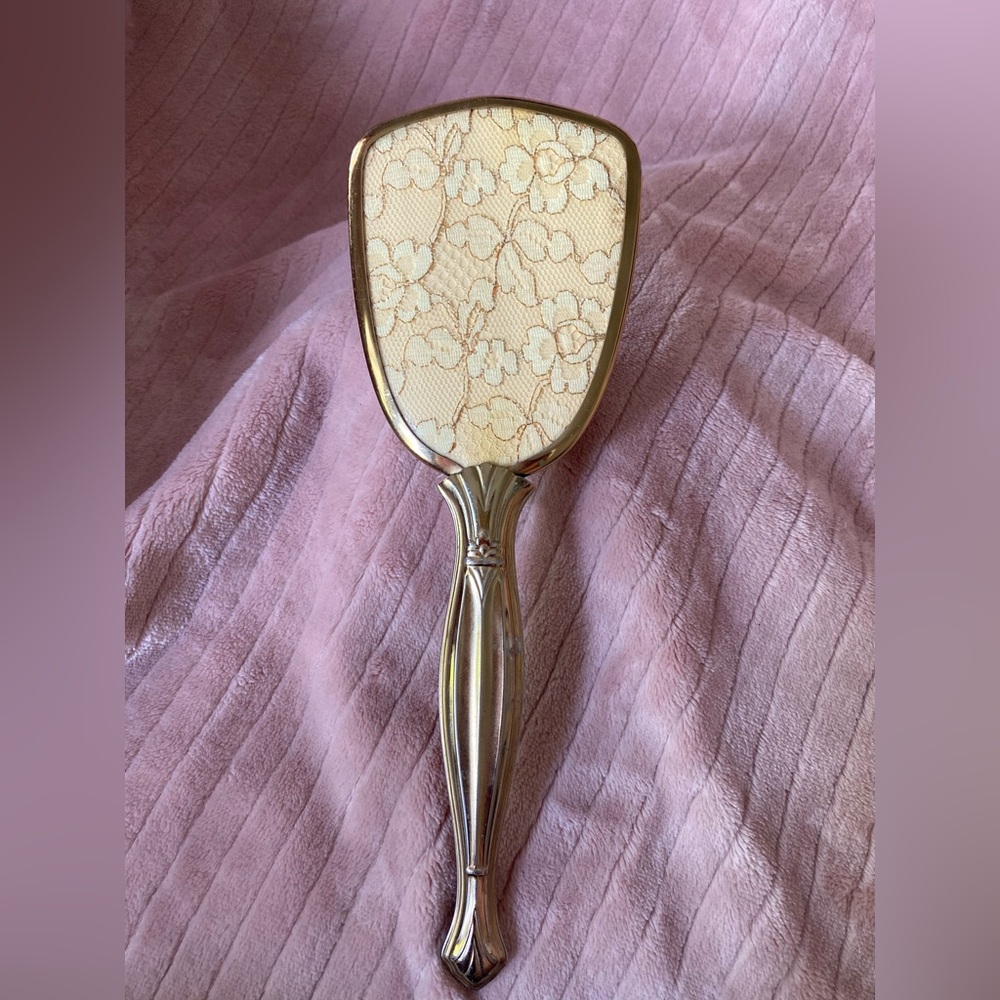 Vintage Lace Cream and Gold Handled hair brush